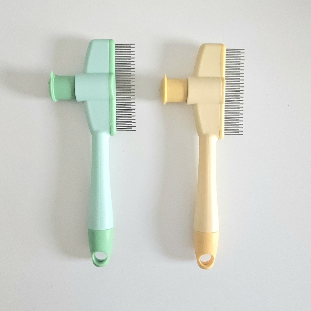 Set of Two Pet Grooming Brushes in Mint and Cream
